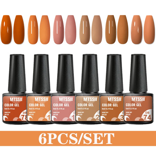 6PCS/SET Color Nail Gel Polish Set Kits  Base Top Coat  Varnish Soak