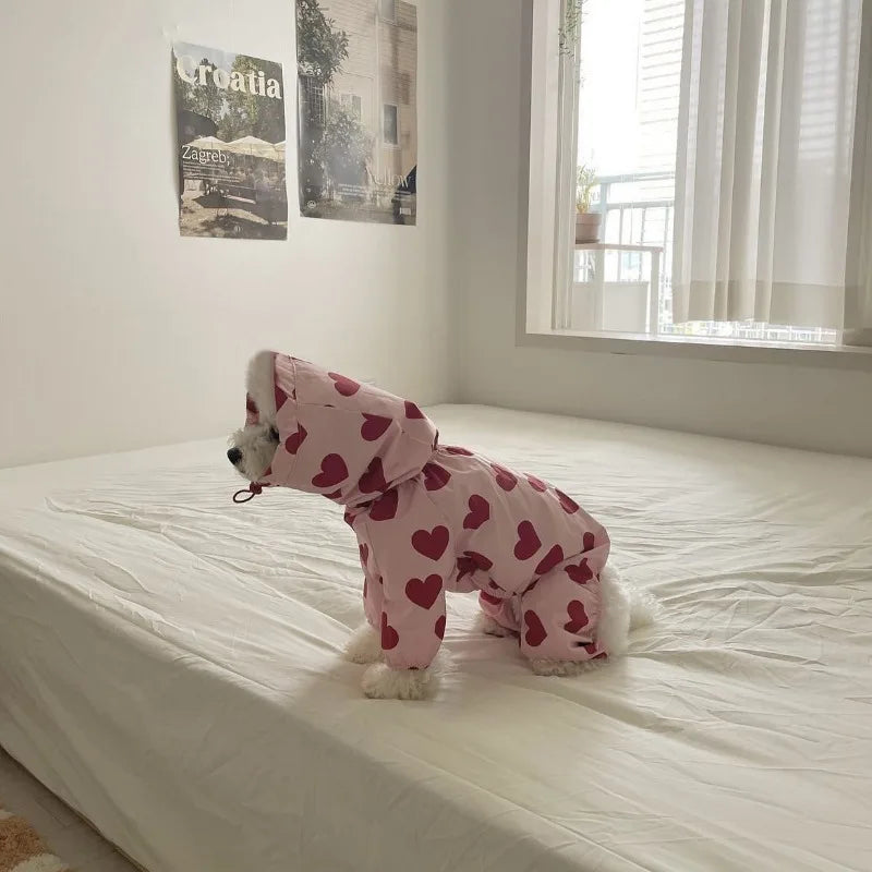 Ins Love Puppy Clothing All-in-one Waterproof Heart Cloud Print