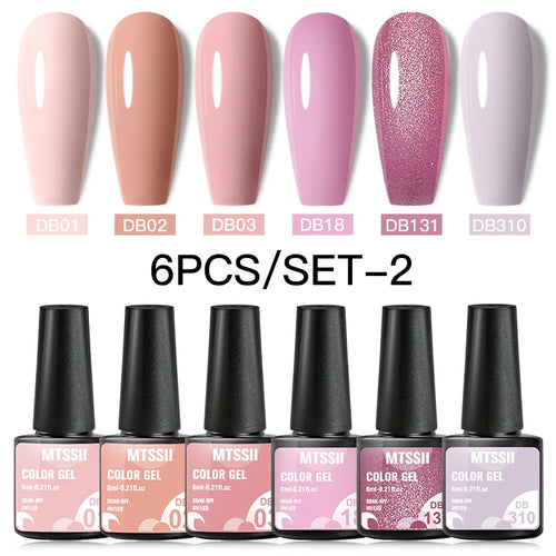 6PCS/SET Color Nail Gel Polish Set Kits  Base Top Coat  Varnish Soak