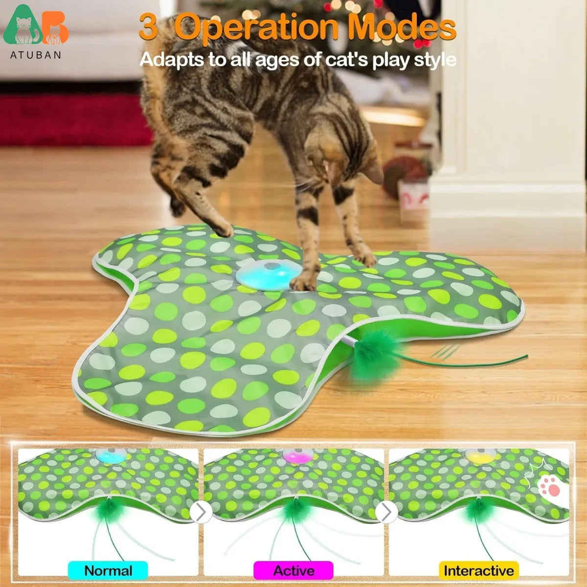 Interactive Cat Toys Rechargeable,Moving Concealed Feathers,Real Mouse