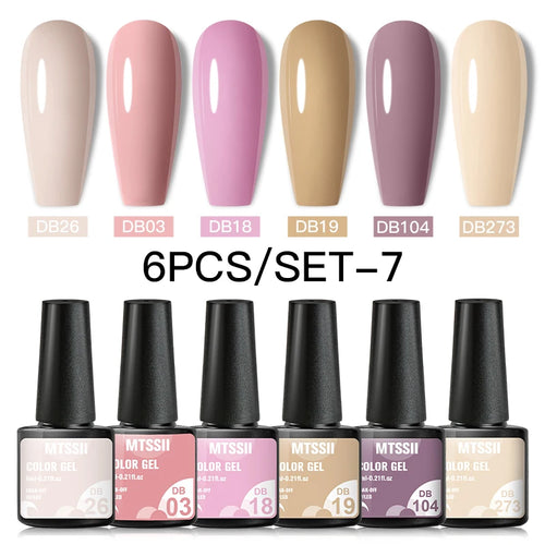 6PCS/SET Color Nail Gel Polish Set Kits  Base Top Coat  Varnish Soak