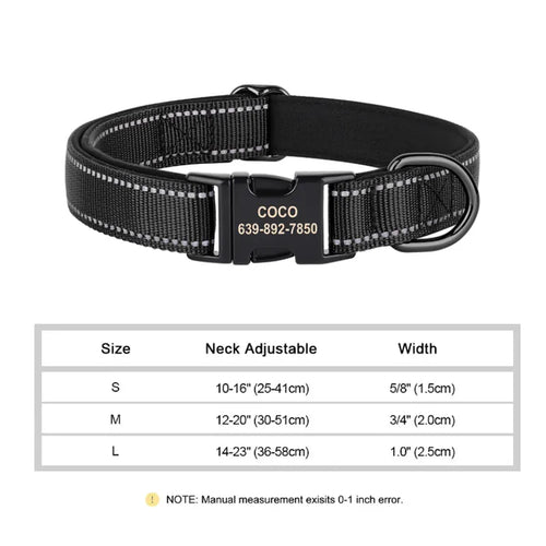 Reflective Personalized Dog Collar Engrave ID Nylon Collars Soft