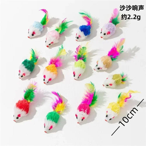 3-200 Pcs Rattle Cat Mouse Toys Also Prefilled Catnip Faux Fur Cat