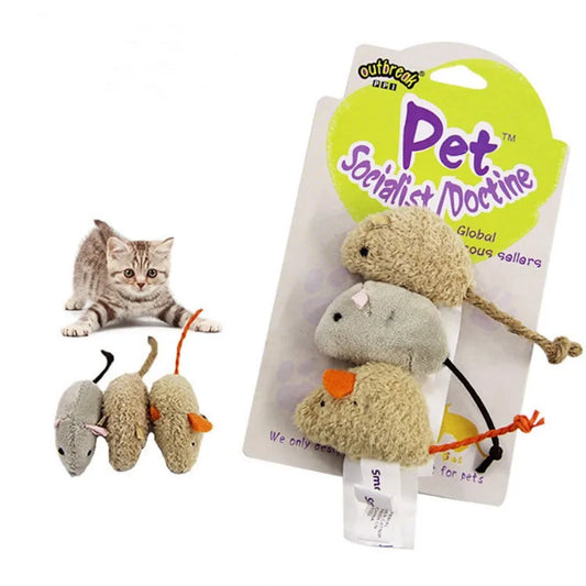 3Pcs New Plush Simulation Mouse Cat Toy Bite Resistance Plush Mouse