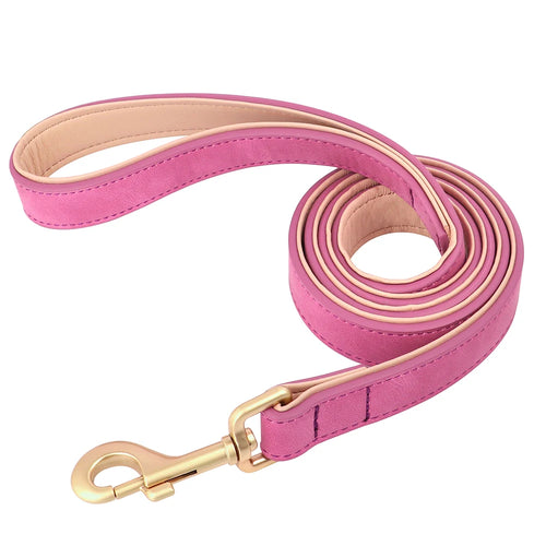 Personalized Dog Collar Leash PU Leather Dog Collars Pet Walking Lead