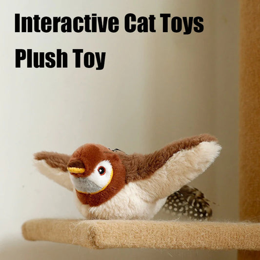 Interactive Cat Toys Rechargeable Flying Bird Rat Cat Toy Chirping