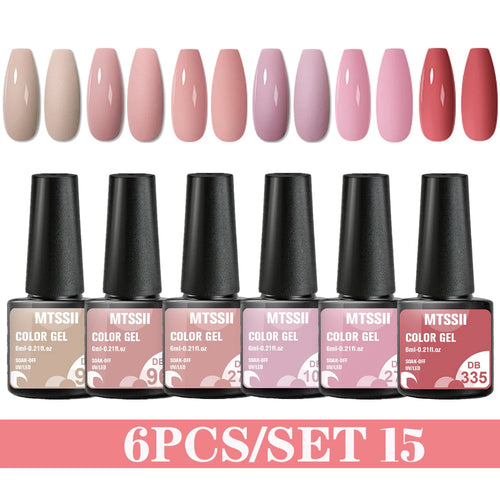 6PCS/SET Color Nail Gel Polish Set Kits  Base Top Coat  Varnish Soak