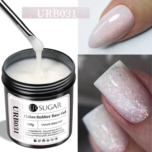 UR SUGAR 150g Rubber Base Gel Nail Polish Sparking Aurora Glitter