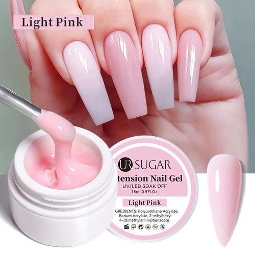 UR SUGAR 15ml Extension Nail Gel Polish Nails Finger Form Clear Nude