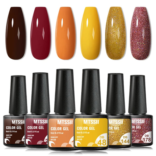 6PCS/SET Color Nail Gel Polish Set Kits  Base Top Coat  Varnish Soak