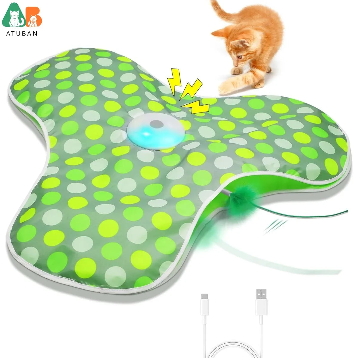 Interactive Cat Toys Rechargeable,Moving Concealed Feathers,Real Mouse