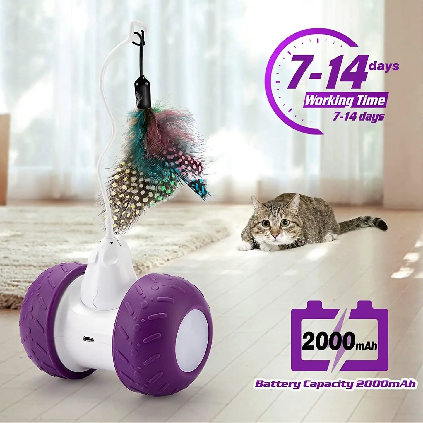 ATUBAN Automatic Cat Toys Interactive for Indoor Cats,Electric Robotic