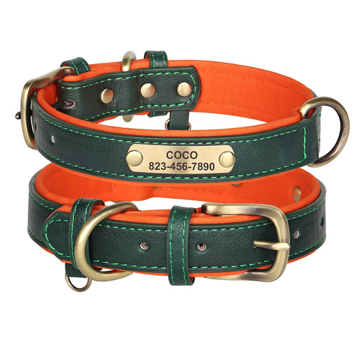 Personalized Dog Collar Custom PU Leather Dog Collars Free Engraved