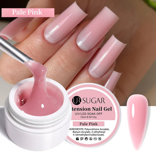 UR SUGAR 15ml Extension Nail Gel Polish Nails Finger Form Clear Nude