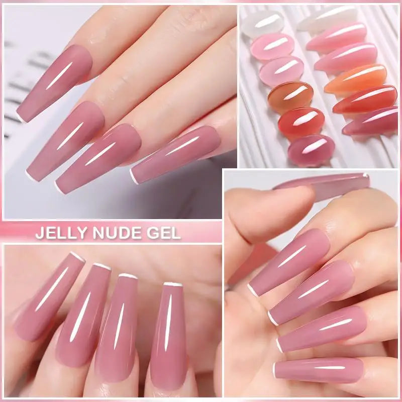 LILYCUTE 6PCS/SET 7ml Jelly Pink Nude Translucent Gel Nail Polish Set