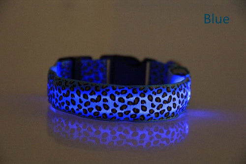 Pet LED Luminous Collar for Dog Adjustable Leopard Glow Cat Collar