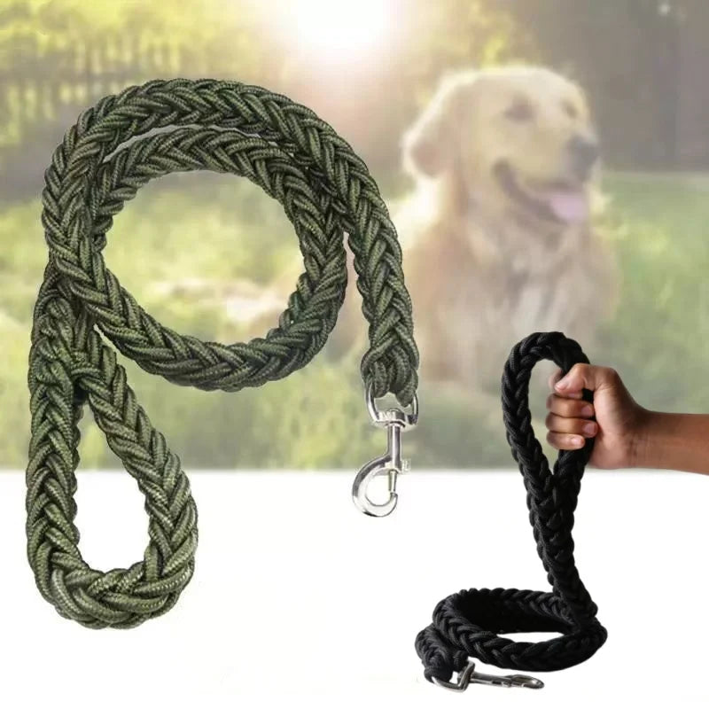 Large Dog Leash Nylon Braided Traction Rope Pet Walking Thick Hand