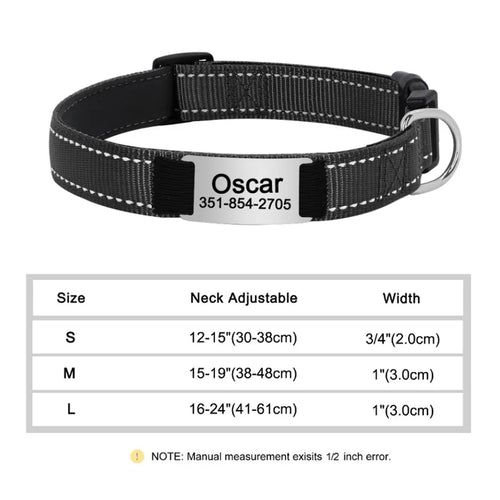 Reflective Personalized Dog Collar Engrave ID Nylon Collars Soft