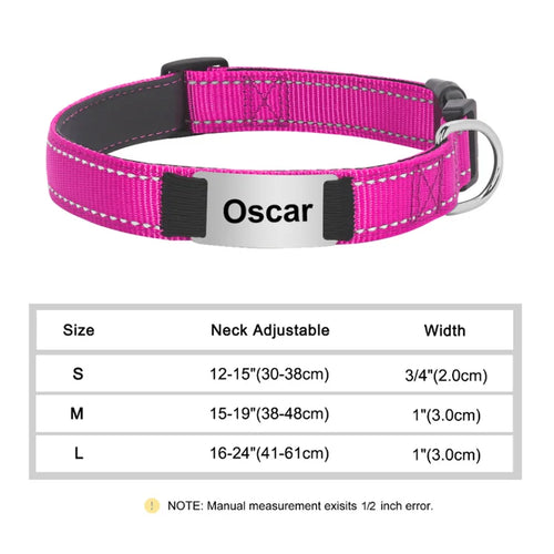 Reflective Personalized Dog Collar Engrave ID Nylon Collars Soft