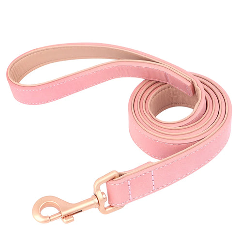 Personalized Dog Collar Leash PU Leather Dog Collars Pet Walking Lead