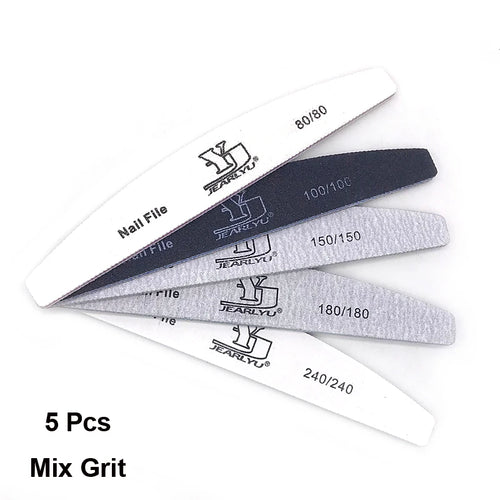 5Pcs/Lot Nail File Mix Color Limas 80/100/150/180/240 Grit