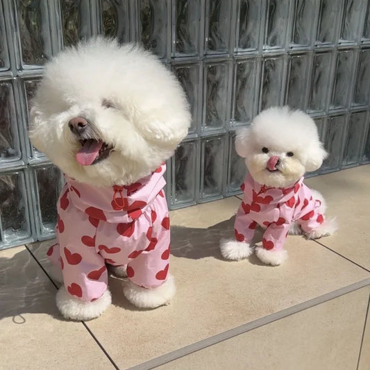 Ins Love Puppy Clothing All-in-one Waterproof Heart Cloud Print