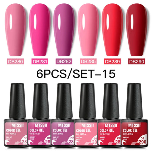 6PCS/SET Color Nail Gel Polish Set Kits  Base Top Coat  Varnish Soak