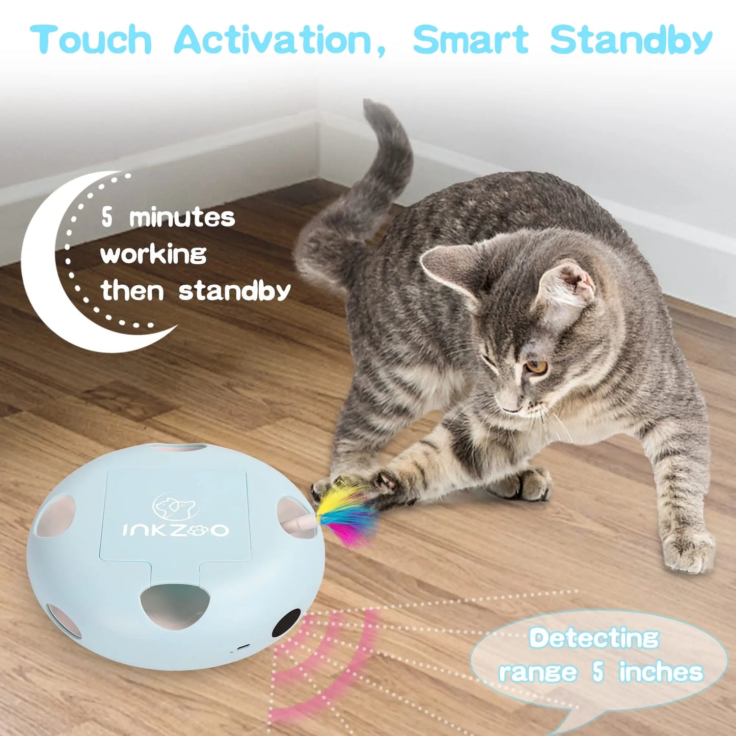 INKZOO Cat Toys, Interactive Cat Toys for Indoor Cats,  Smart