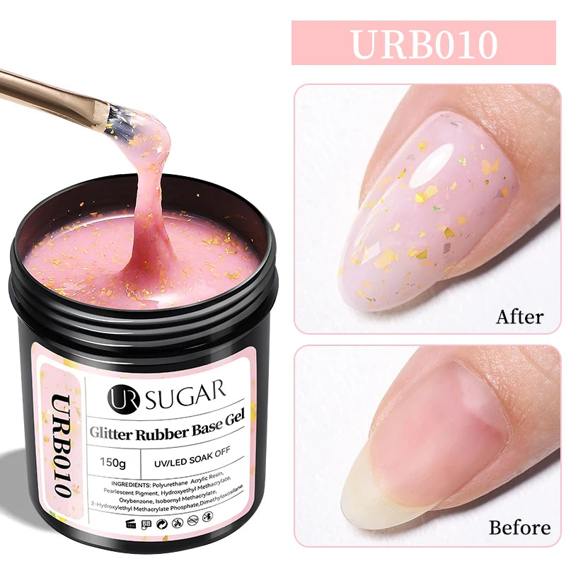 UR SUGAR 150g Rubber Base Gel Nail Polish Sparking Aurora Glitter