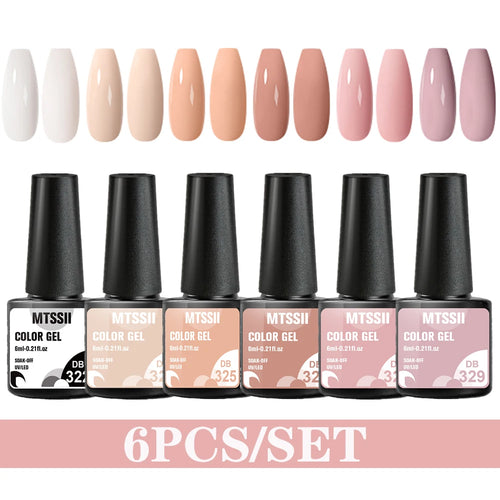 6PCS/SET Color Nail Gel Polish Set Kits  Base Top Coat  Varnish Soak