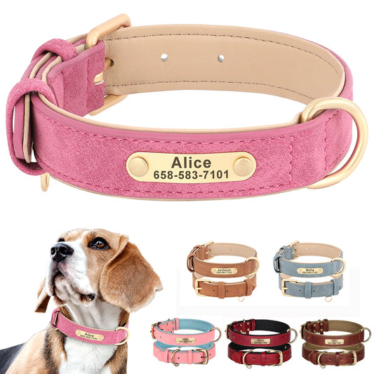 Personalized Dog Collar Custom PU Leather Dog Collars Free Engraved