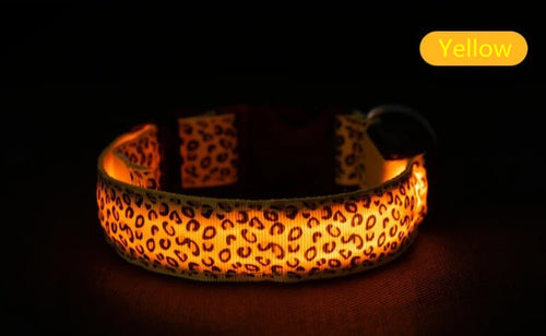 Pet LED Luminous Collar for Dog Adjustable Leopard Glow Cat Collar