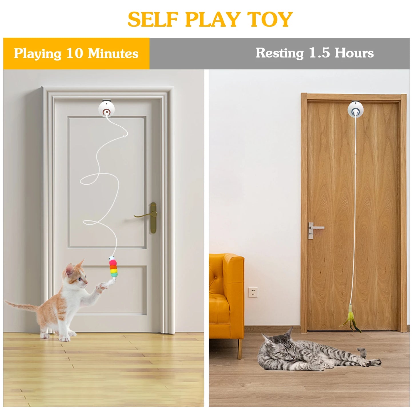 Interactive Cat Feather Toys, Hanging Electric Cat Toys for Indoor