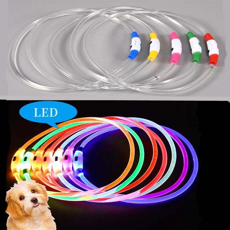 Led Luminous Dog Collar Light USB Charging Necklace, Flashing DIY