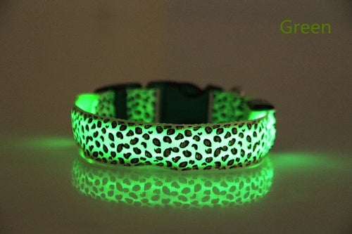 Pet LED Luminous Collar for Dog Adjustable Leopard Glow Cat Collar