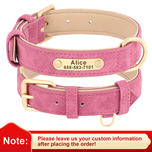 Personalized Dog Collar Leash PU Leather Dog Collars Pet Walking Lead