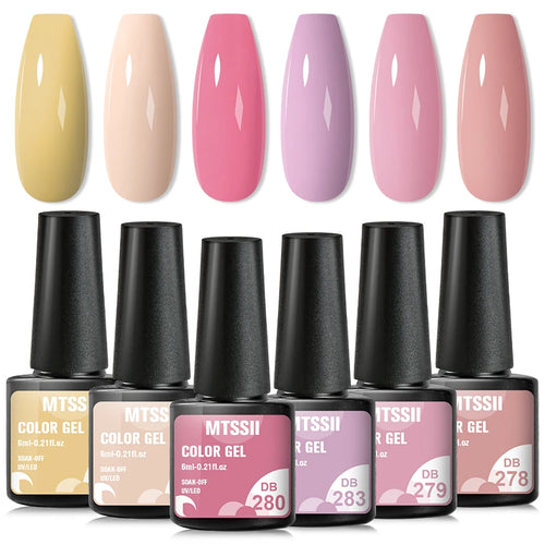 6PCS/SET Color Nail Gel Polish Set Kits  Base Top Coat  Varnish Soak