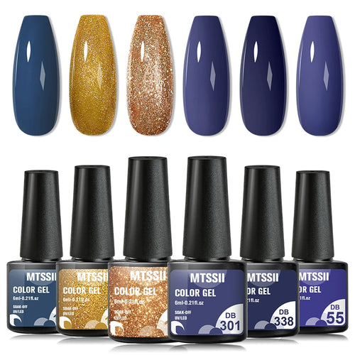 6PCS/SET Color Nail Gel Polish Set Kits  Base Top Coat  Varnish Soak