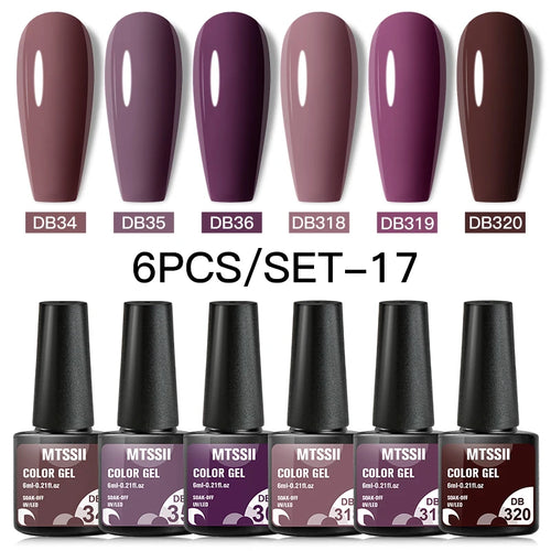 6PCS/SET Color Nail Gel Polish Set Kits  Base Top Coat  Varnish Soak