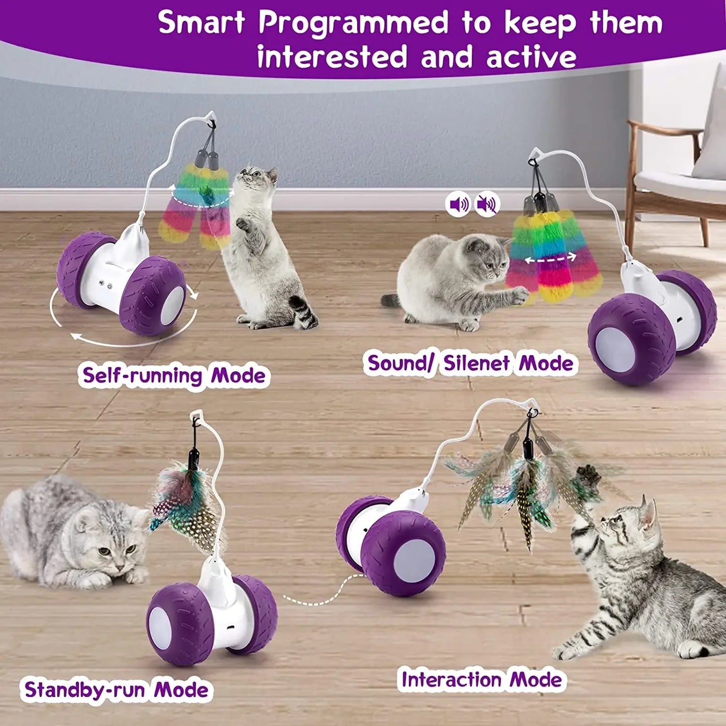 ATUBAN Automatic Cat Toys Interactive for Indoor Cats,Electric Robotic