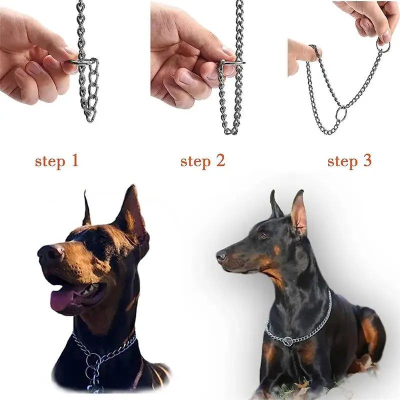 4 Size Stainless Steel Slip Chain Collar for Dog Adjustable Pet