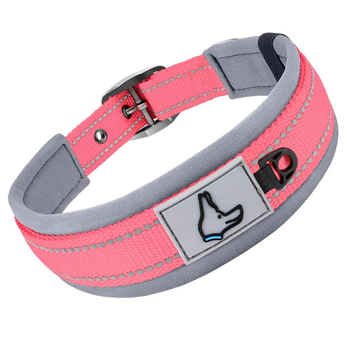 Padded Dog Collars for small Medium large Dogs Reflective Wide Pet