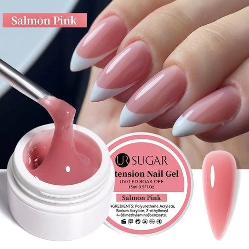 UR SUGAR 15ml Extension Nail Gel Polish Nails Finger Form Clear Nude