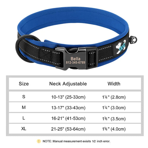 Reflective Personalized Dog Collar Engrave ID Nylon Collars Soft