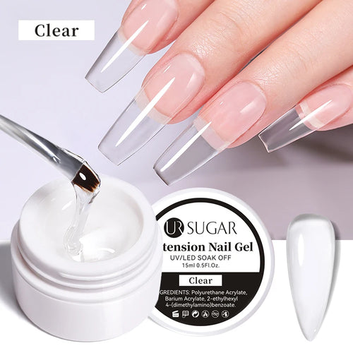 UR SUGAR 15ml Extension Nail Gel Polish Nails Finger Form Clear Nude