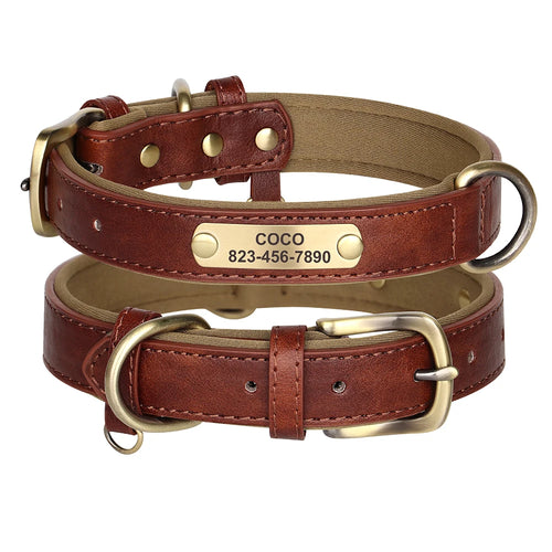 Personalized Dog Collar Custom PU Leather Dog Collars Free Engraved