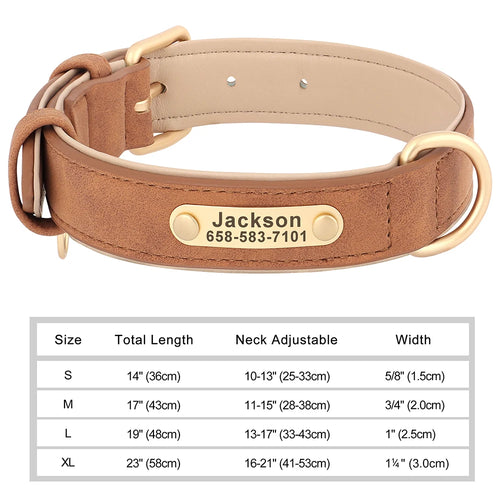 Personalized Dog Collar Custom Engraved PU Leather Dog Collars Free