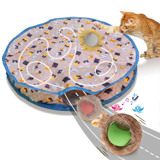 Interactive Cat Toys Ball Fast Rolling in Pouch Hide and Seek Kitten