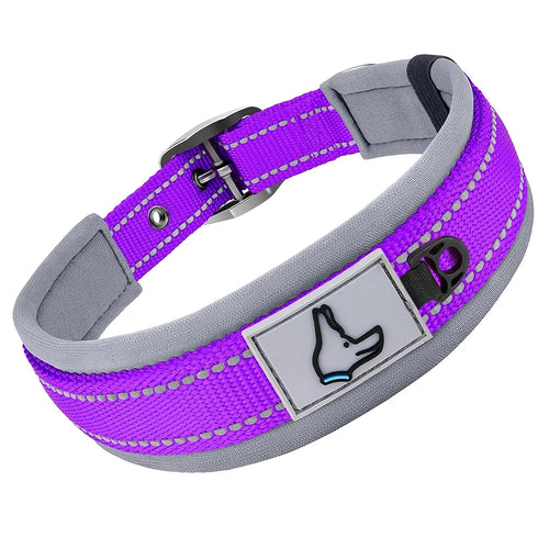 Padded Dog Collars for small Medium large Dogs Reflective Wide Pet