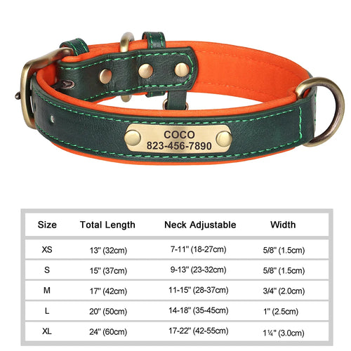 Personalized Dog Collar Custom Engraved PU Leather Dog Collars Free